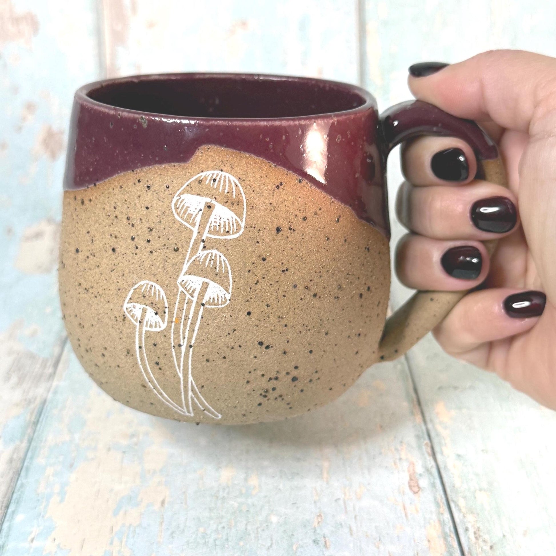 Plum Mushroom Mug, Fungi Ceramic Cup - FJD Ceramics