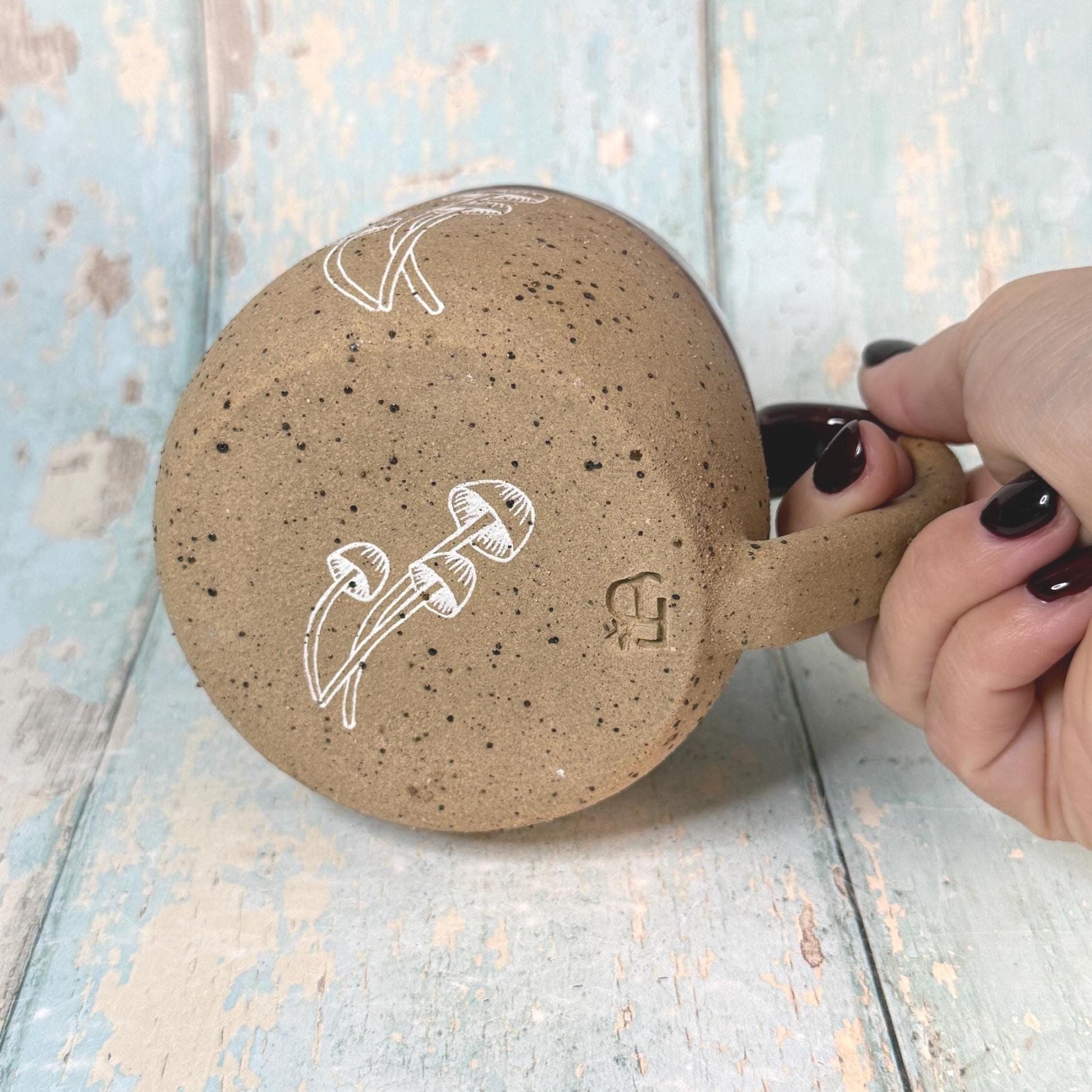 Plum Mushroom Mug, Fungi Ceramic Cup - FJD Ceramics