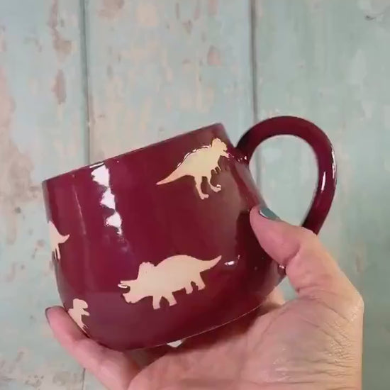 Red Dinosaur Mug, Large Ceramic Cup