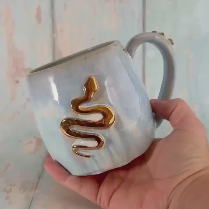 Blue Snake Mug, Handmade Ceramic Cup - Second