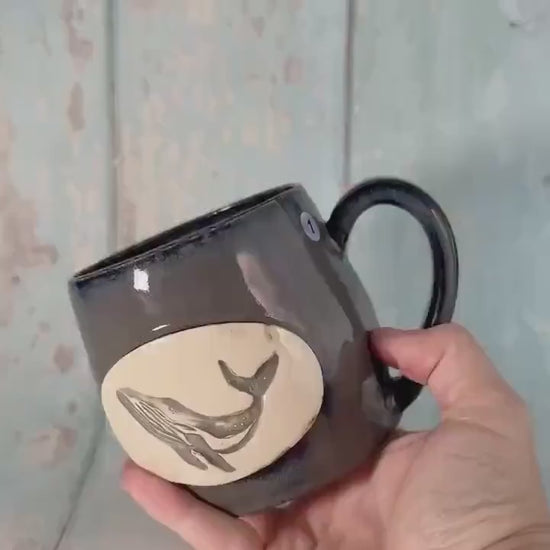 Grey Humpback Whale Mug, Large Ceramic Cup