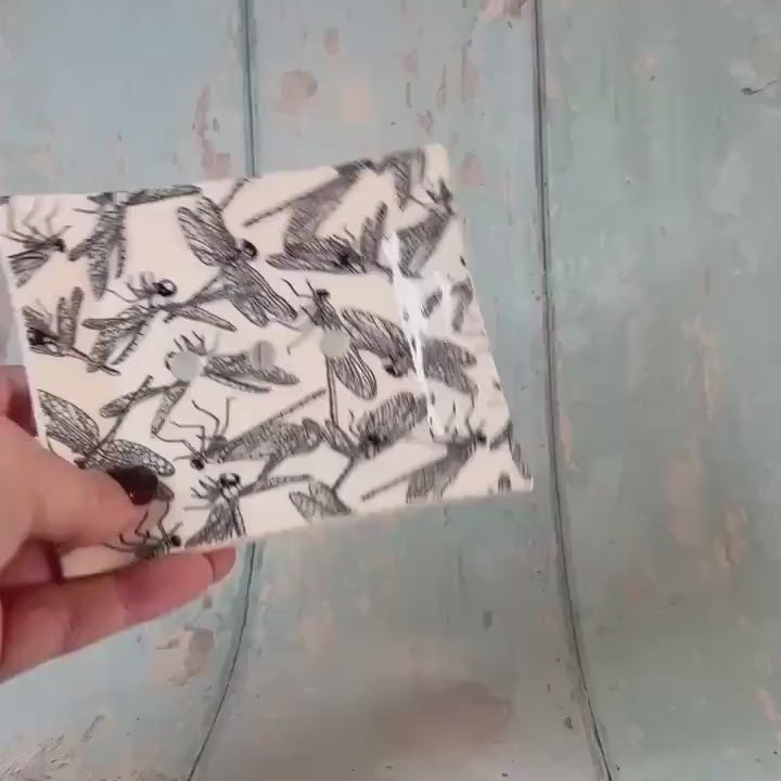 Black & White Dragonfly Ceramic Soap Dish