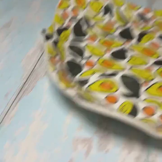 Green Avocado Platter, Large Handmade Rectangle Ceramic Plate