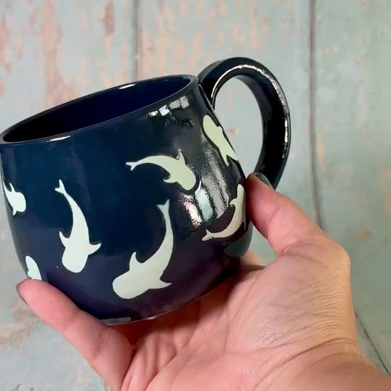 Blue Whale Shark Mug, Large Ceramic Cup
