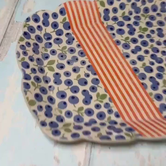 Blueberry Platter, Large Handmade Rectangle Ceramic Plate