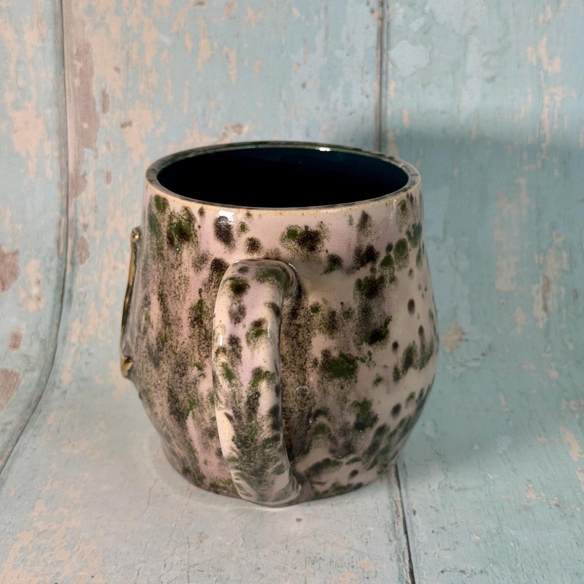 Purple and Green Gold Moon Mug, Handmade Ceramic Mug - FJD Ceramics