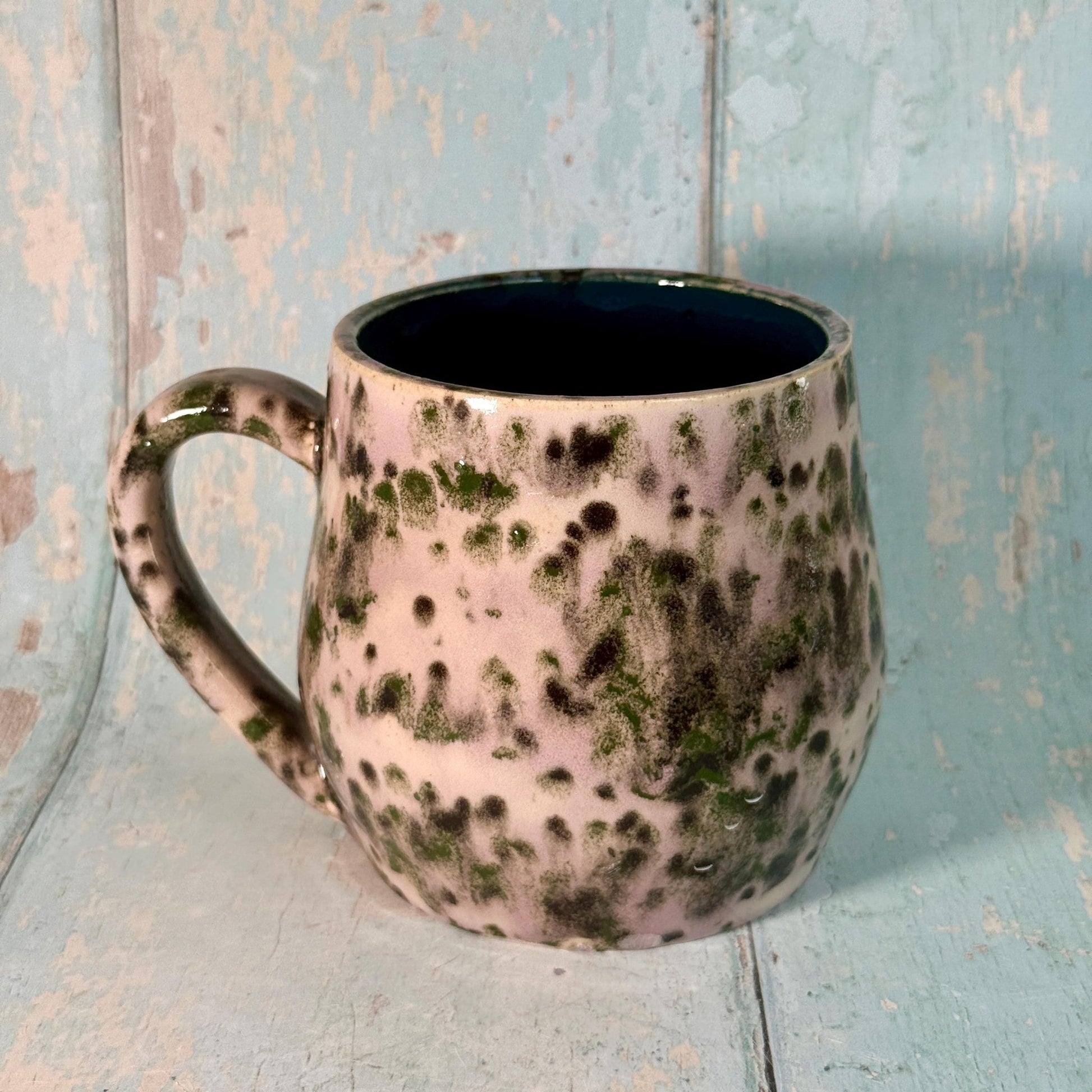 Purple and Green Gold Moon Mug, Handmade Ceramic Mug - FJD Ceramics