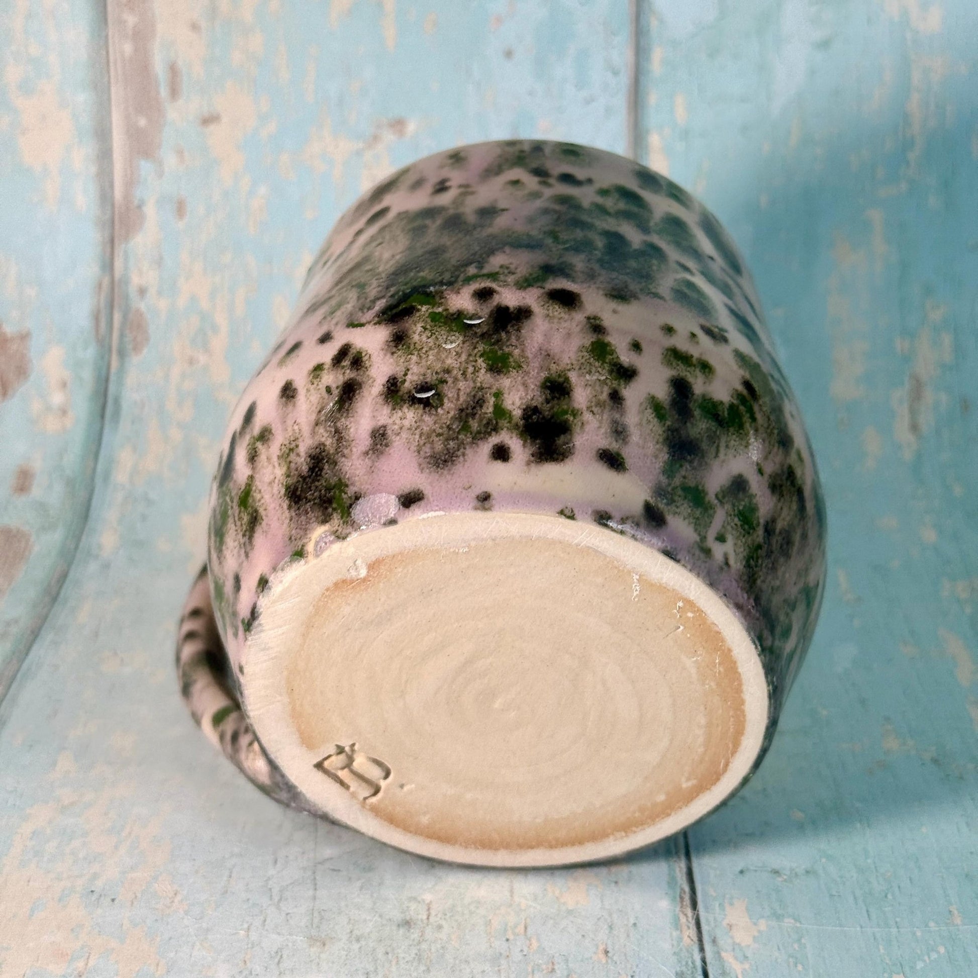 Purple and Green Gold Moon Mug, Handmade Ceramic Mug - FJD Ceramics