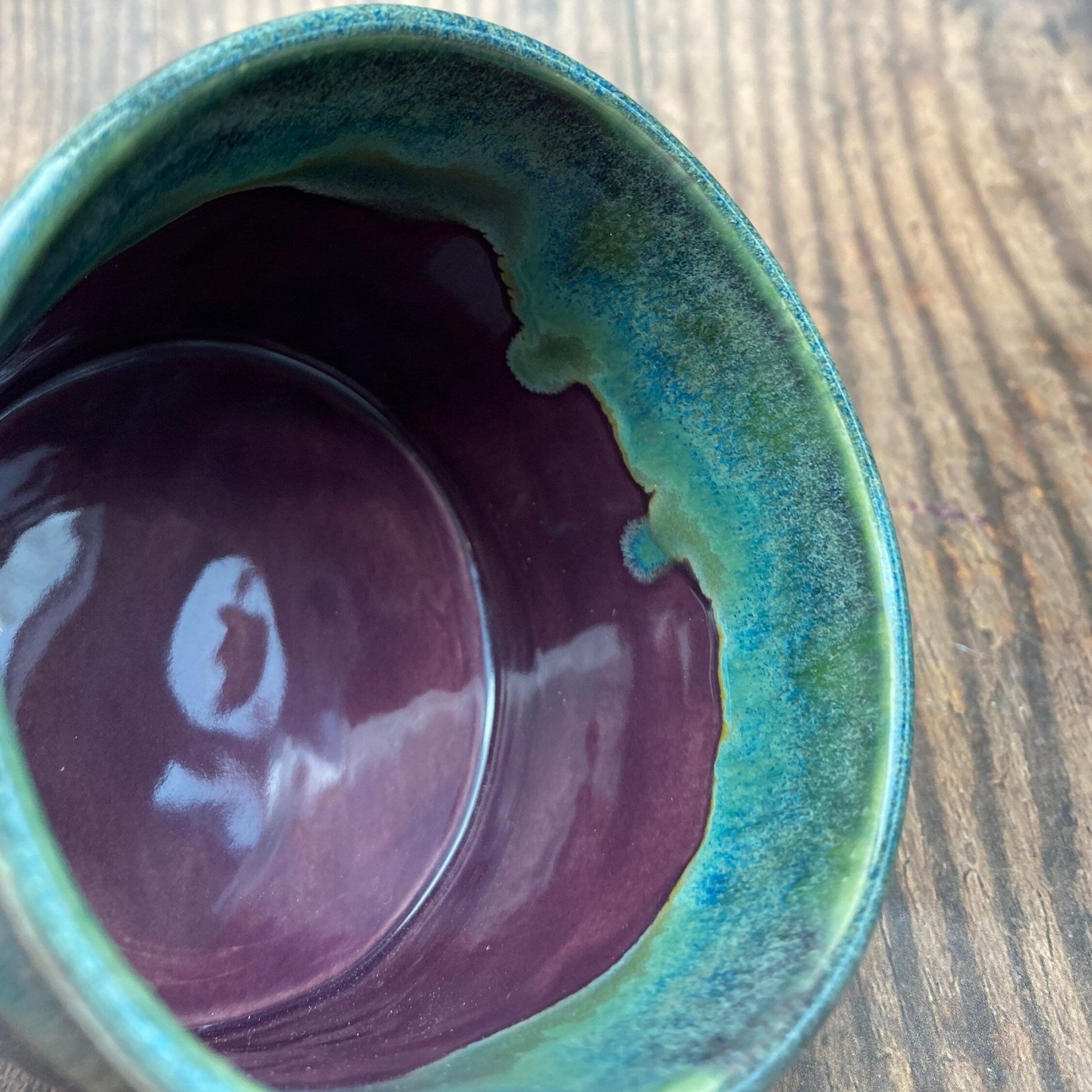 Purple and Green Mug, Large Ceramic Cup - FJD Ceramics