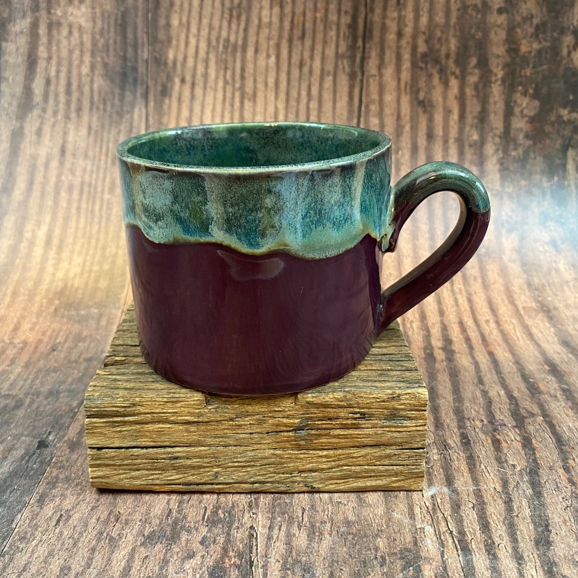 Purple and Green Mug, Large Ceramic Cup - FJD Ceramics