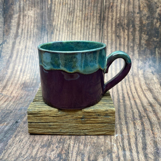 Purple and Green Mug, Large Ceramic Cup - FJD Ceramics