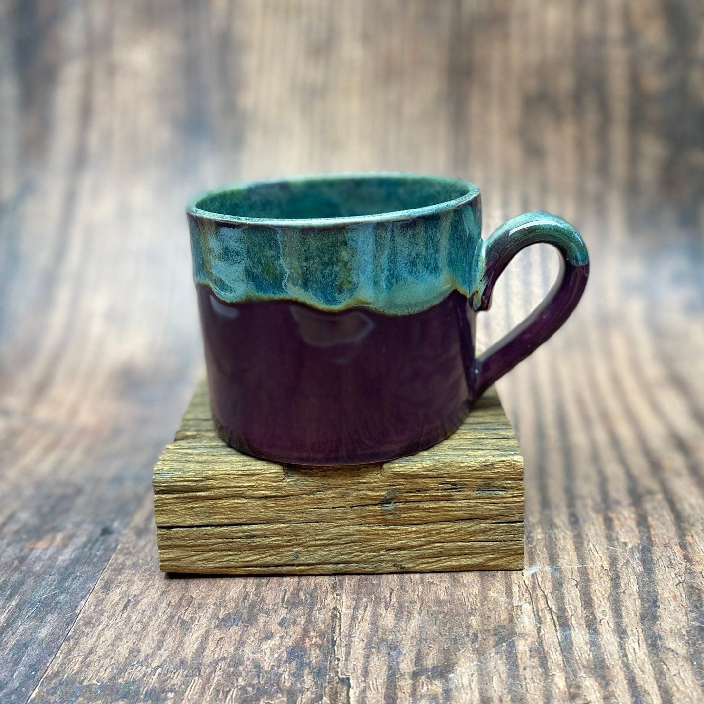 Purple and Green Mug, Large Ceramic Cup - FJD Ceramics