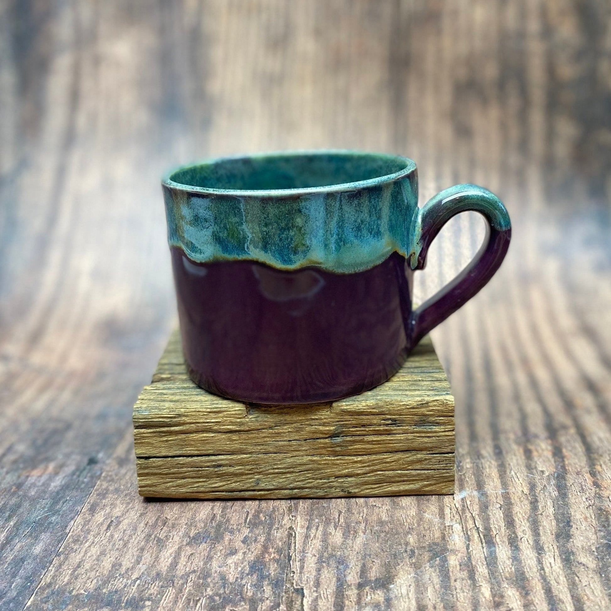 Purple and Green Mug, Large Ceramic Cup - FJD Ceramics