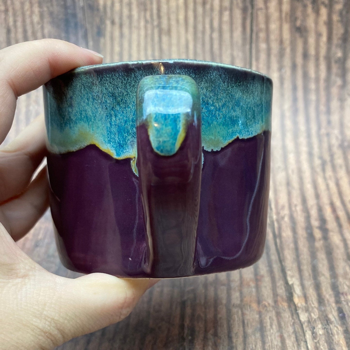 Purple and Green Mug, Large Ceramic Cup - FJD Ceramics