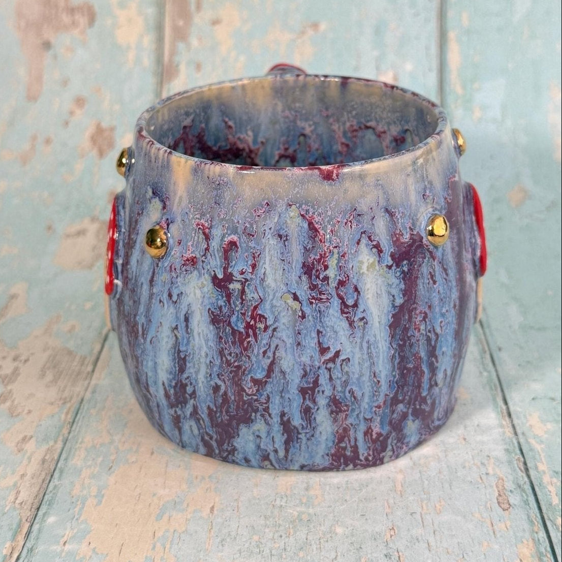 Purple and Red Mushroom Mug, Fungi Ceramic Cup - FJD Ceramics