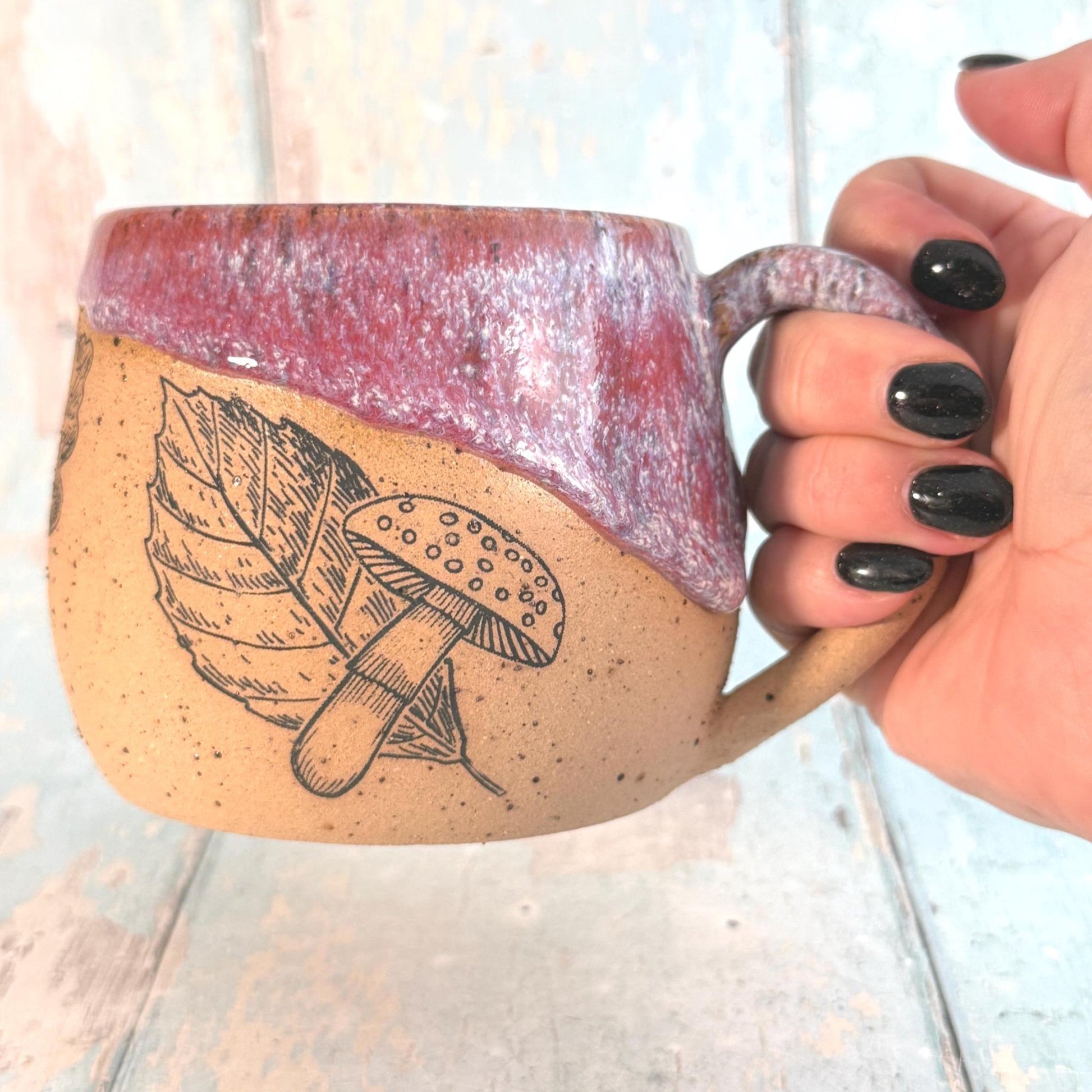 Purple Autumn Fall Mug, Large Ceramic Cup - FJD Ceramics