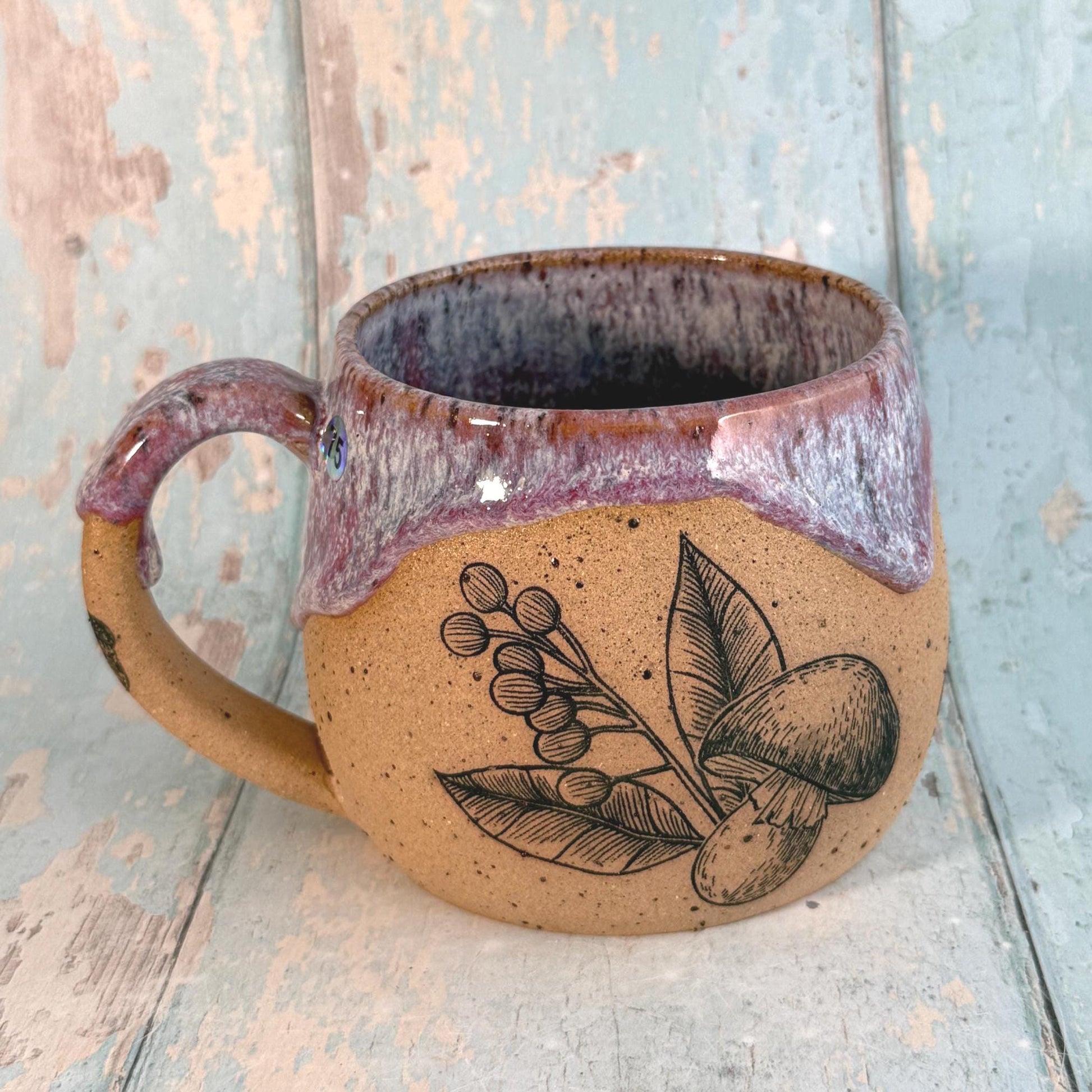 Purple Autumn Fall Mug, Large Ceramic Cup - FJD Ceramics