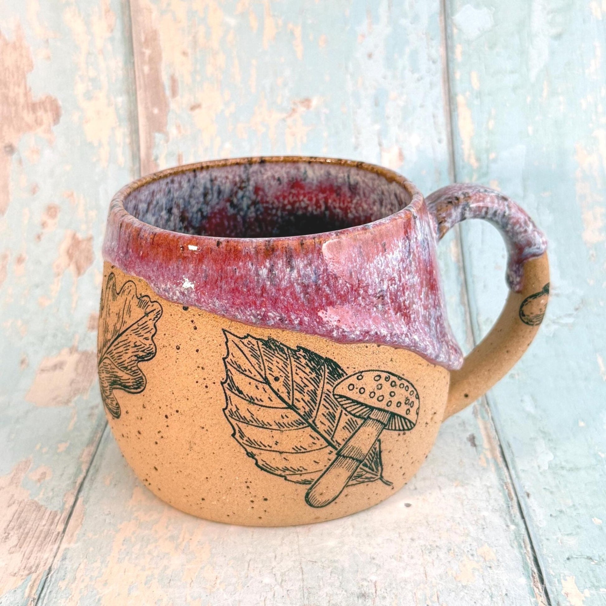 Purple Autumn Fall Mug, Large Ceramic Cup - FJD Ceramics