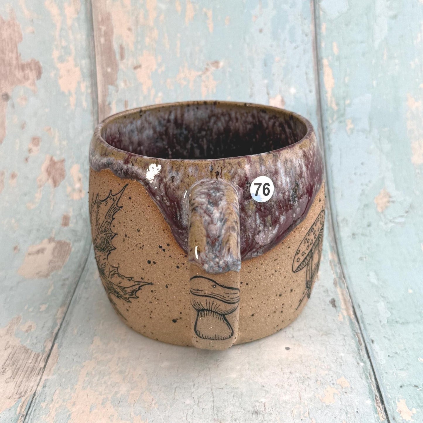 Purple Autumn Fall Mug, Large Ceramic Cup - FJD Ceramics