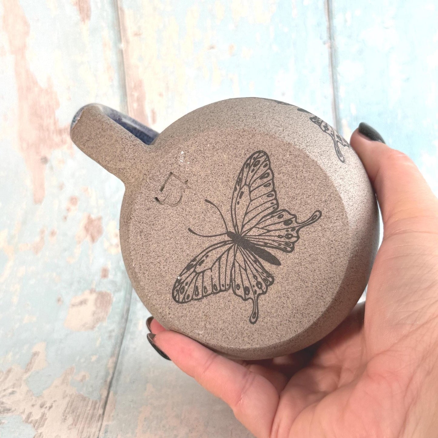 Purple Butterfly Mug, Large Ceramic Cup - FJD Ceramics