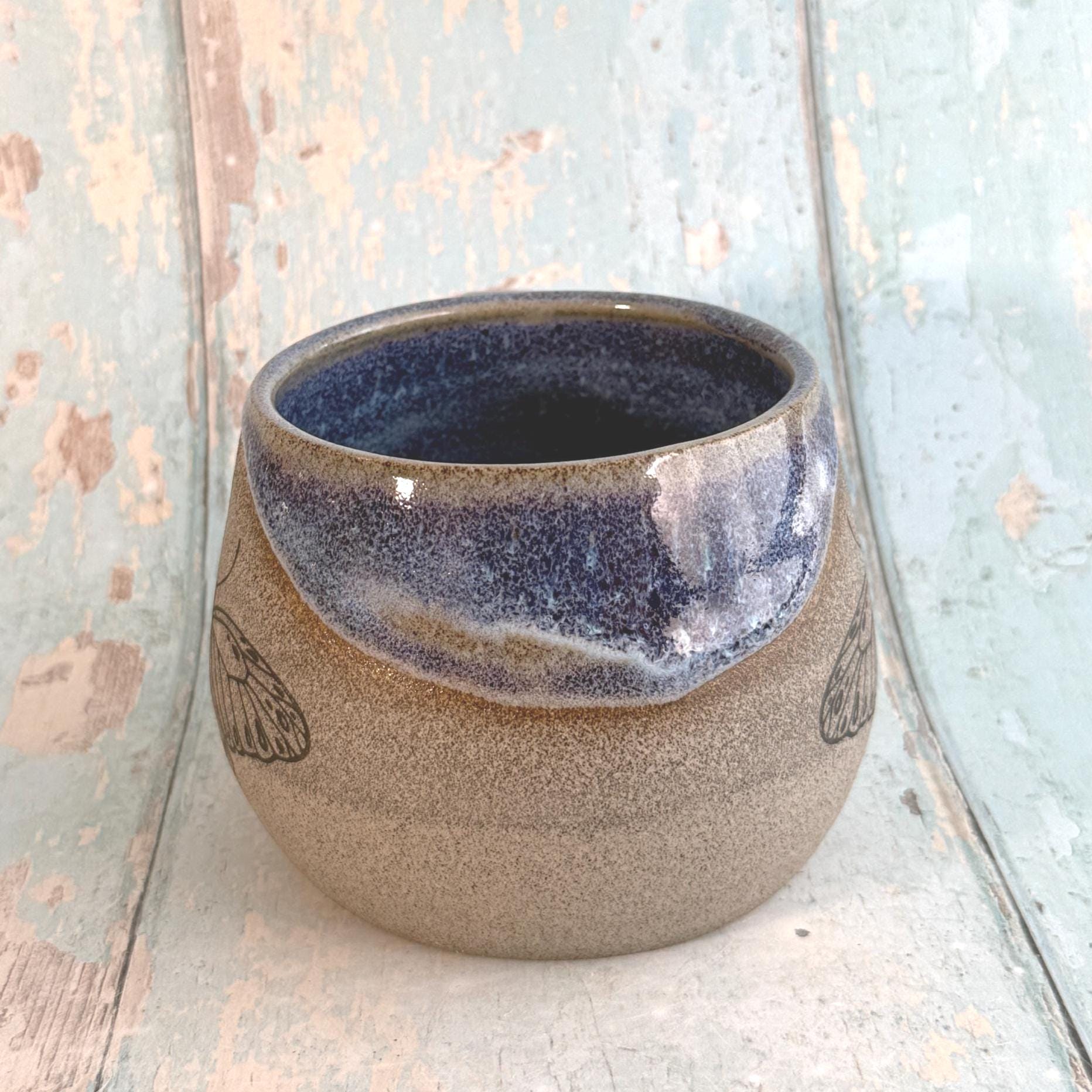 Purple Butterfly Mug, Large Ceramic Cup - FJD Ceramics