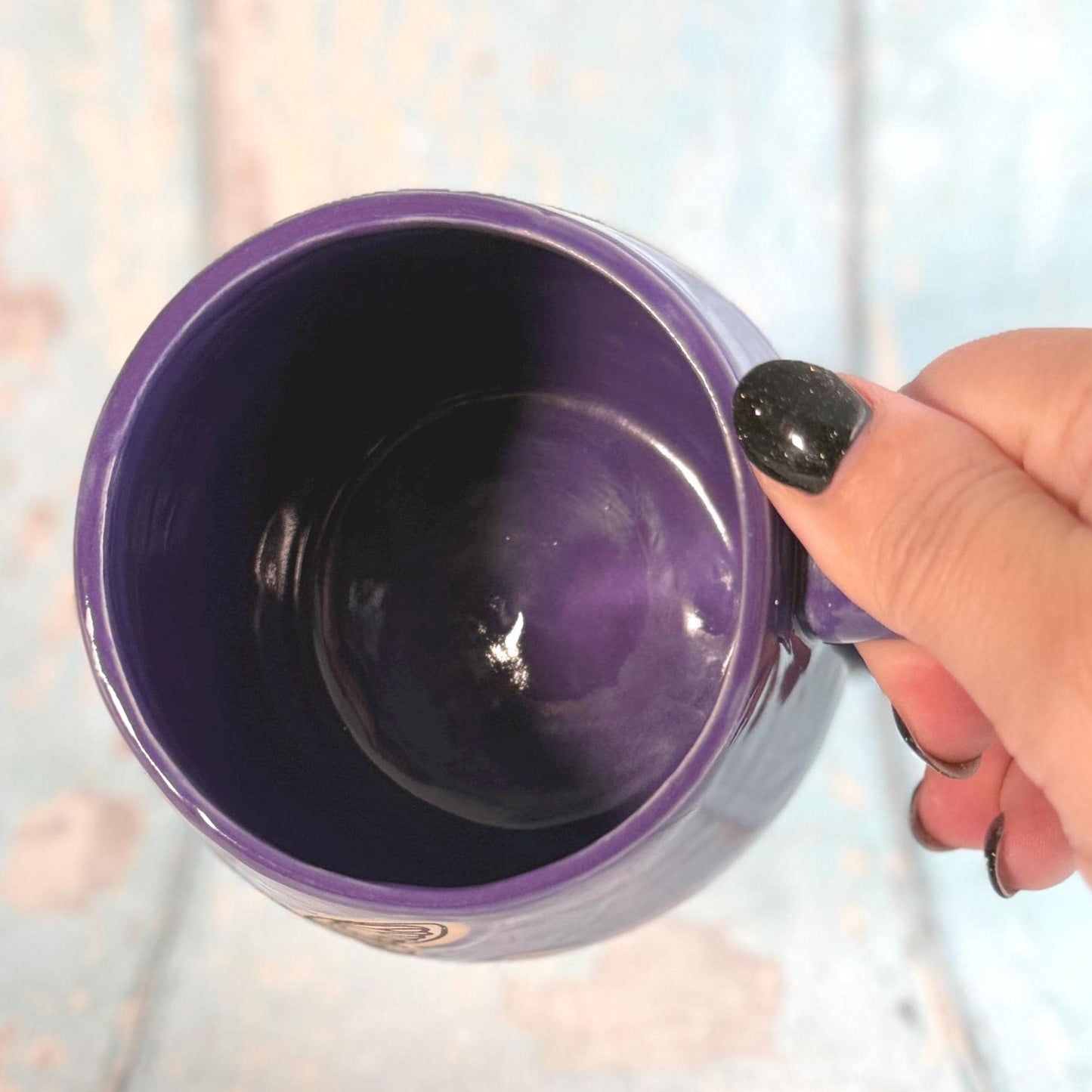 Purple Cicadas Mug, Large Ceramic Cup - FJD Ceramics