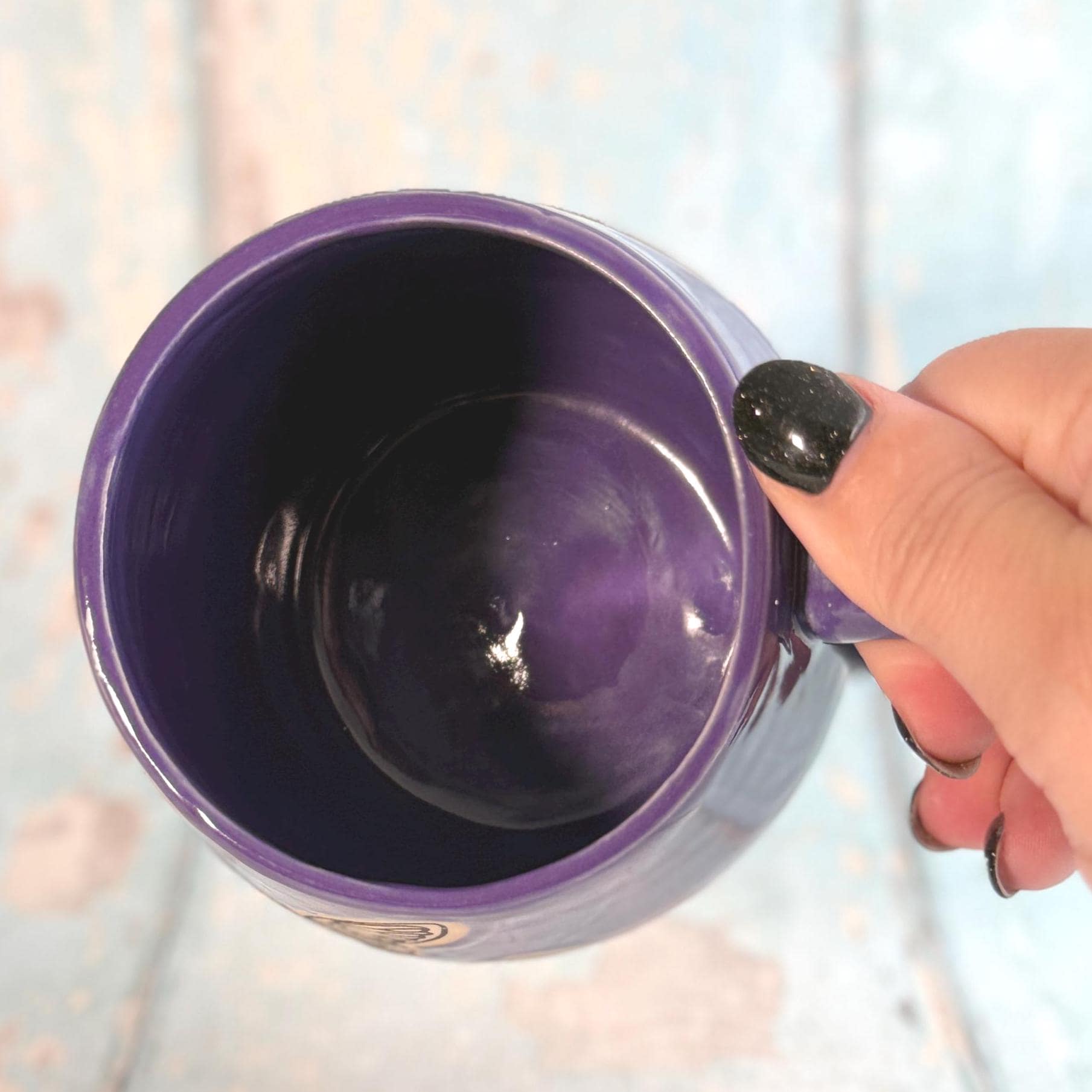 Purple Cicadas Mug, Large Ceramic Cup - FJD Ceramics