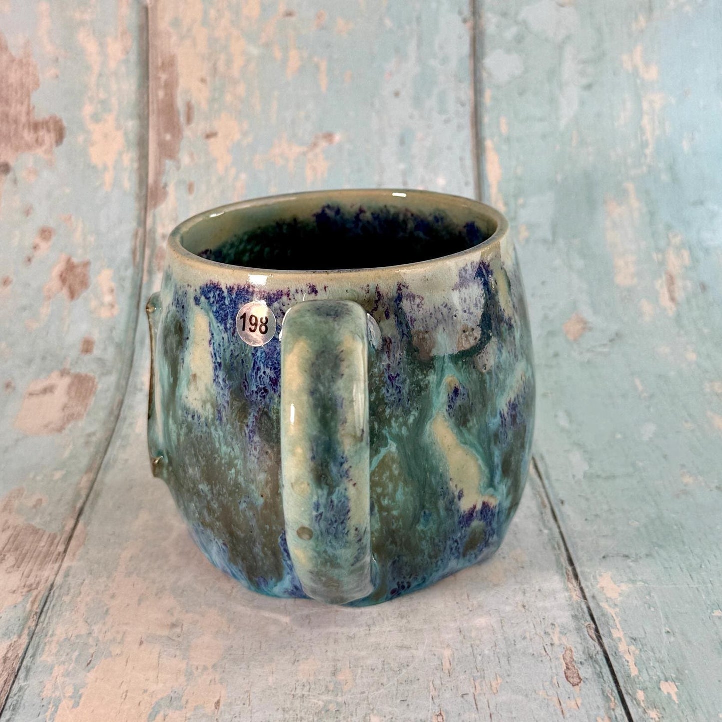Purple, Geen & Silver Moon Celestial Mug, Large Ceramic Cup - FJD Ceramics