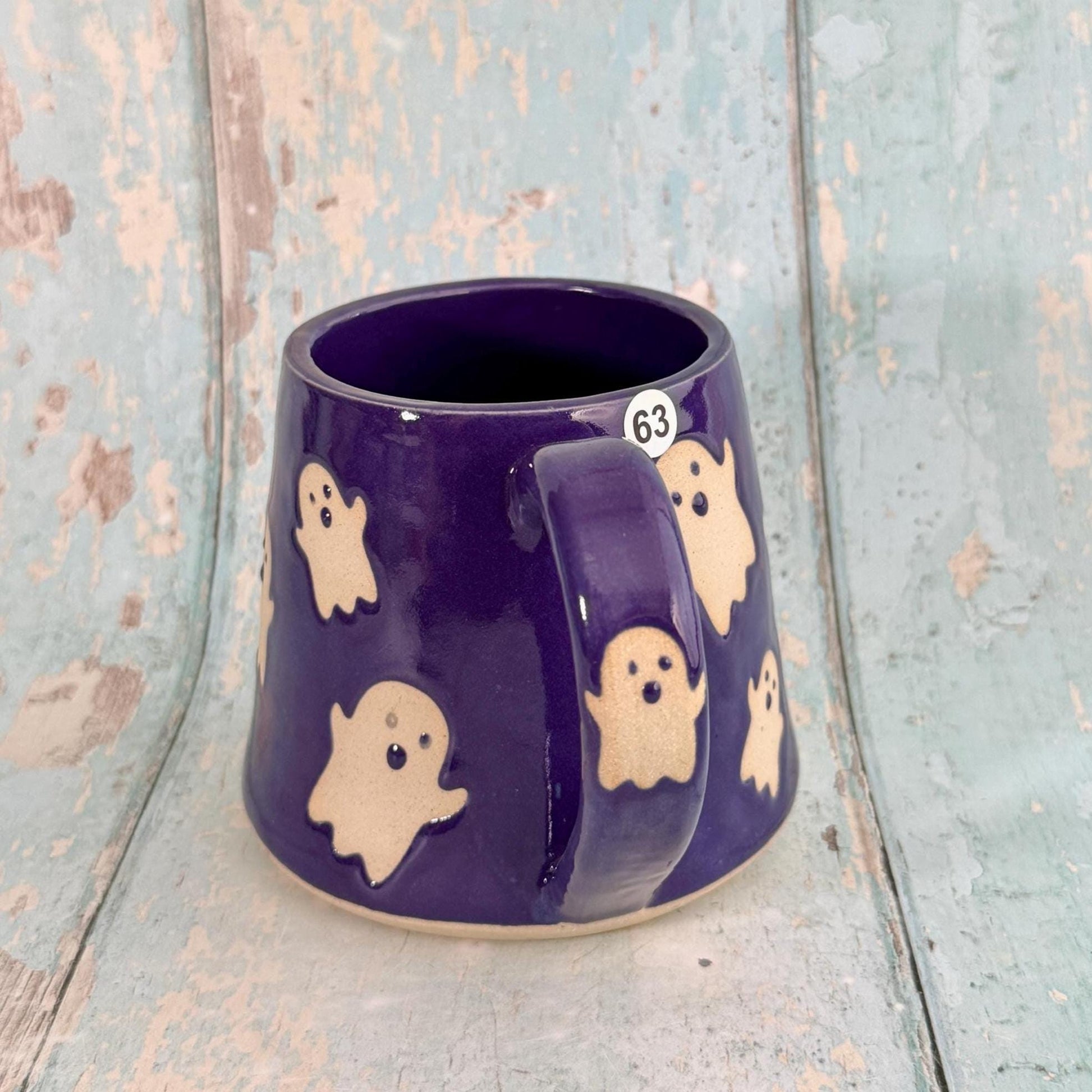 Purple Ghost Mug, Handmade Ceramic Cup, Spooky Halloween Mug - FJD Ceramics