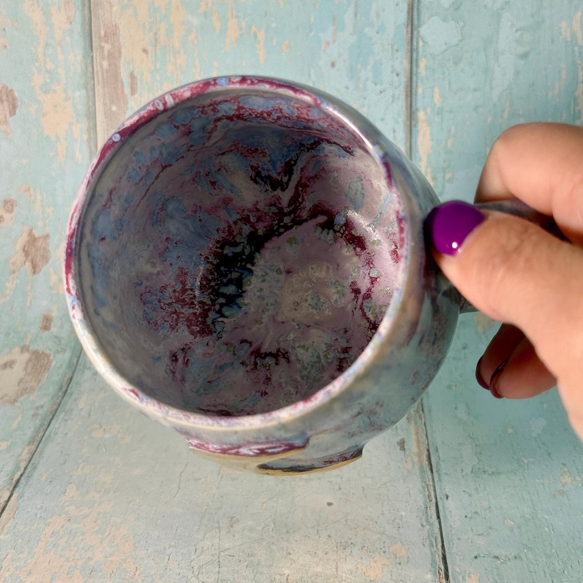 Purple Gold Moon Mug, Handmade Ceramic Mug - FJD Ceramics