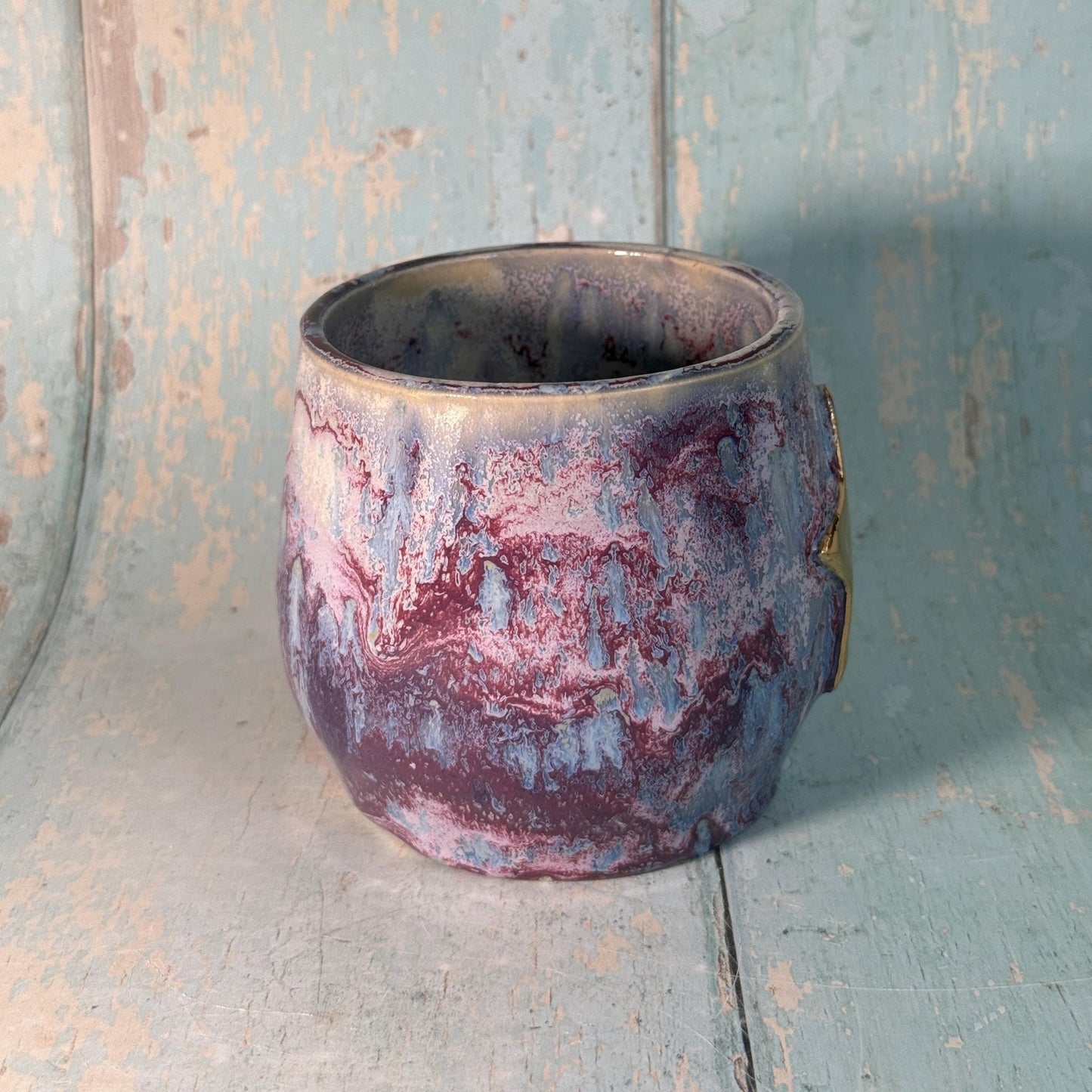 Purple Gold Star Mug, Handmade Ceramic Mug - FJD Ceramics
