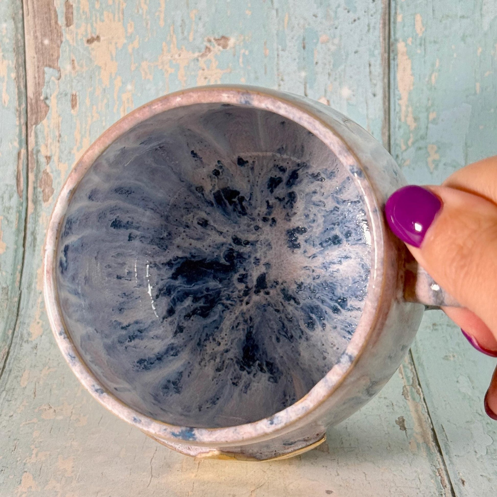 Purple Gold Star Mug, Handmade Ceramic Mug - FJD Ceramics