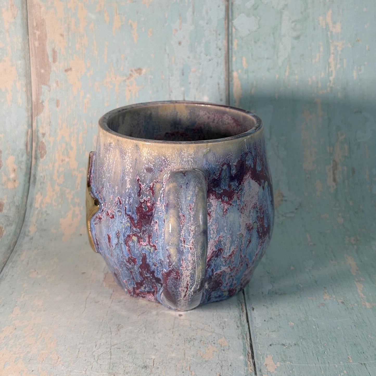 Purple Gold Star Mug, Handmade Ceramic Mug - FJD Ceramics