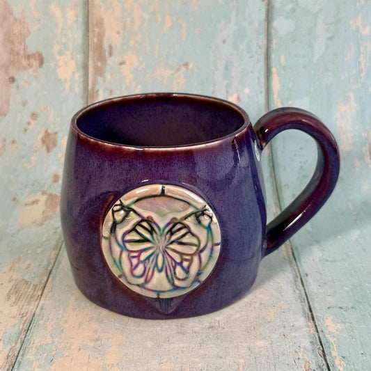 Purple Luna Moth Mug, Large Ceramic Cup - Second - FJD Ceramics