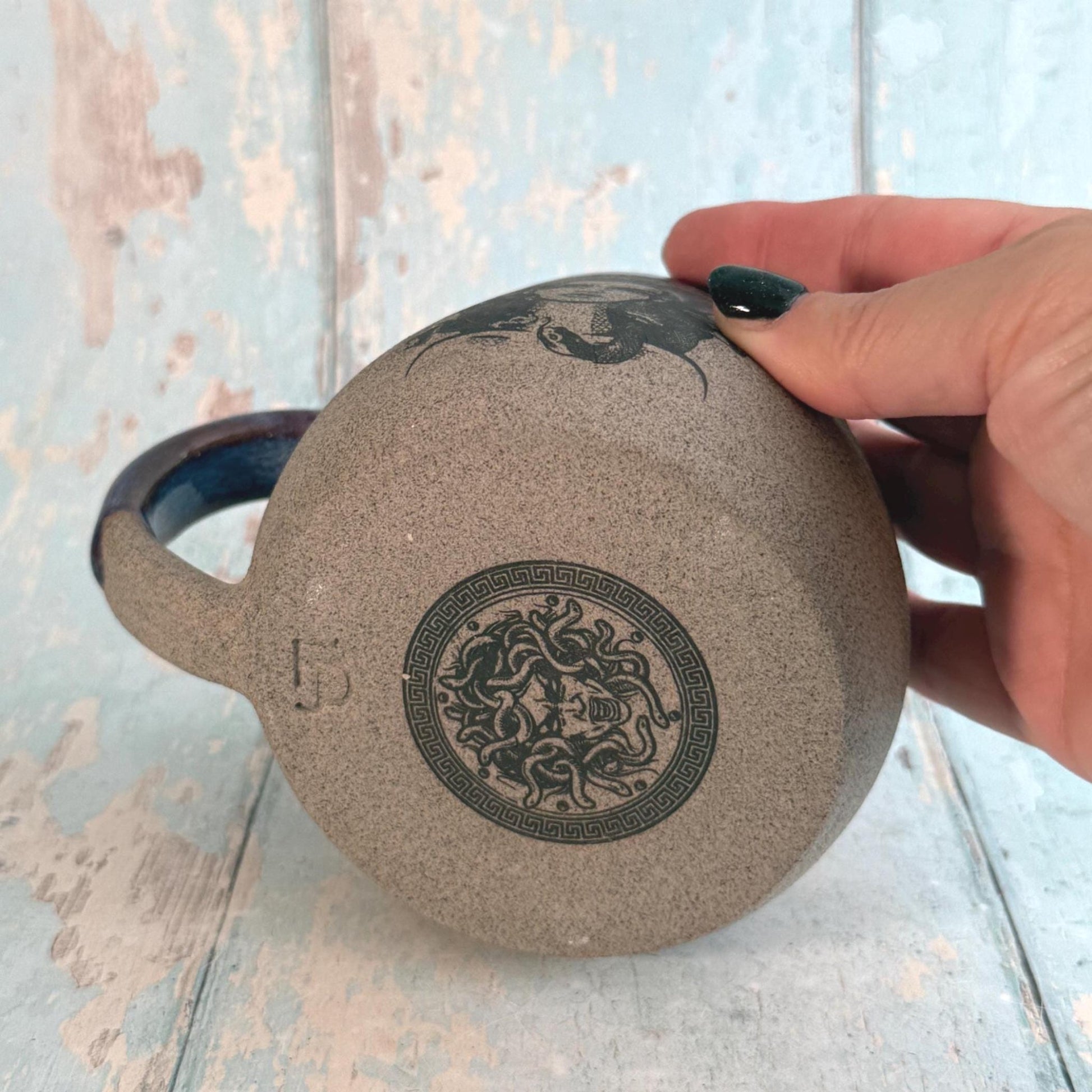 Purple Medusa Mug, Large Flower Ceramic Cup - FJD Ceramics