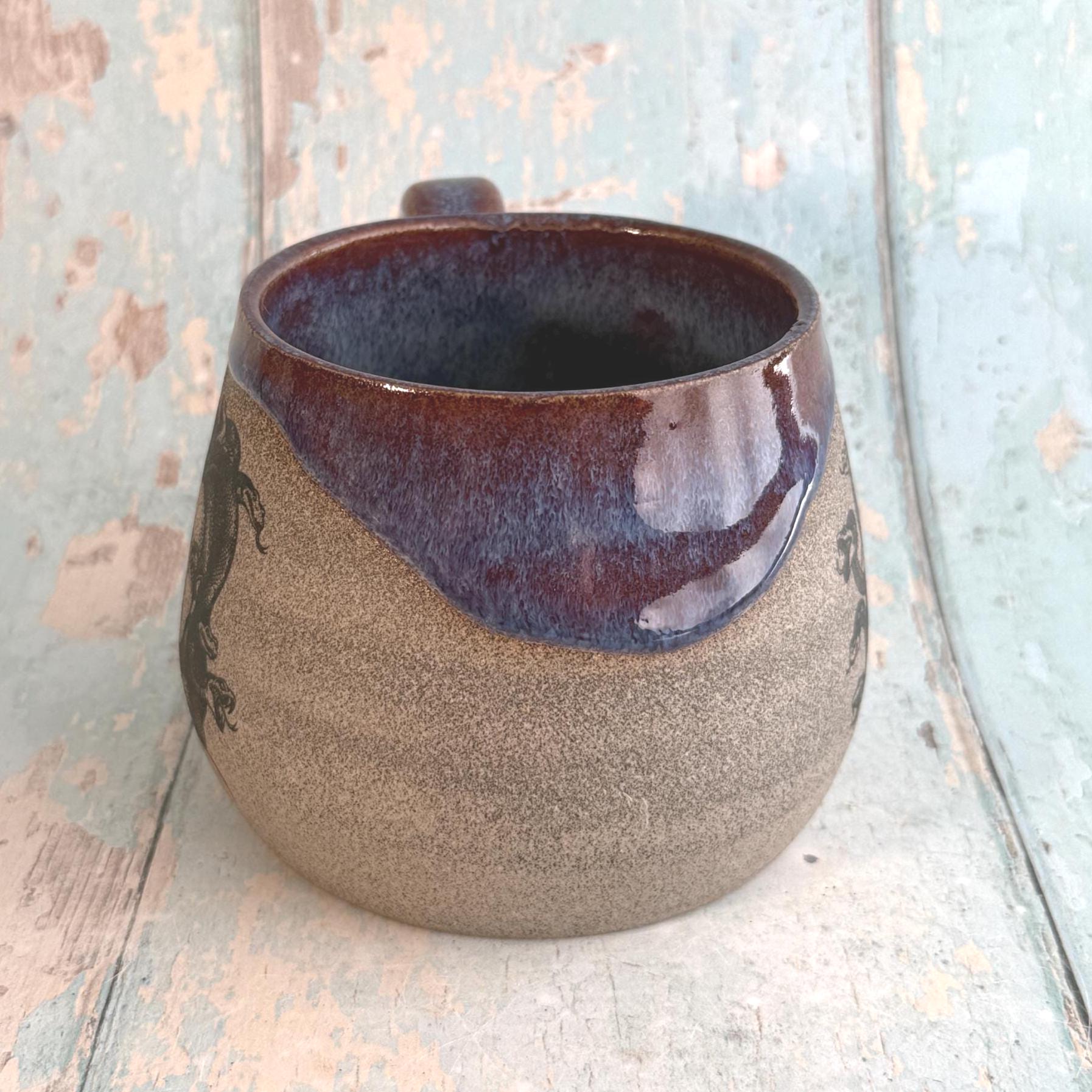 Purple Medusa Mug, Large Flower Ceramic Cup - FJD Ceramics