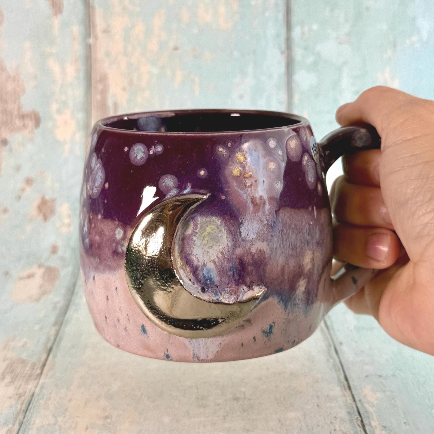 Purple Moon Celestial Mug, Large Ceramic Cup - FJD Ceramics