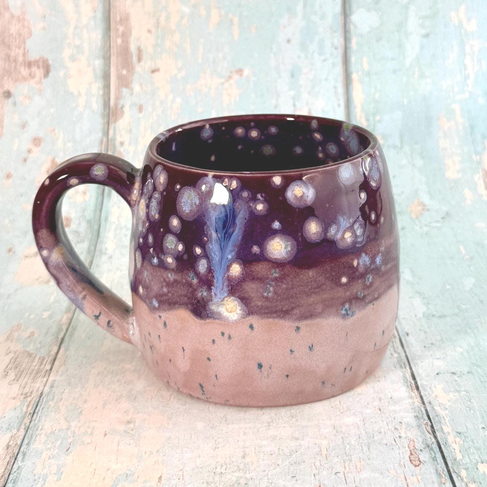 Purple Moon Celestial Mug, Large Ceramic Cup - FJD Ceramics