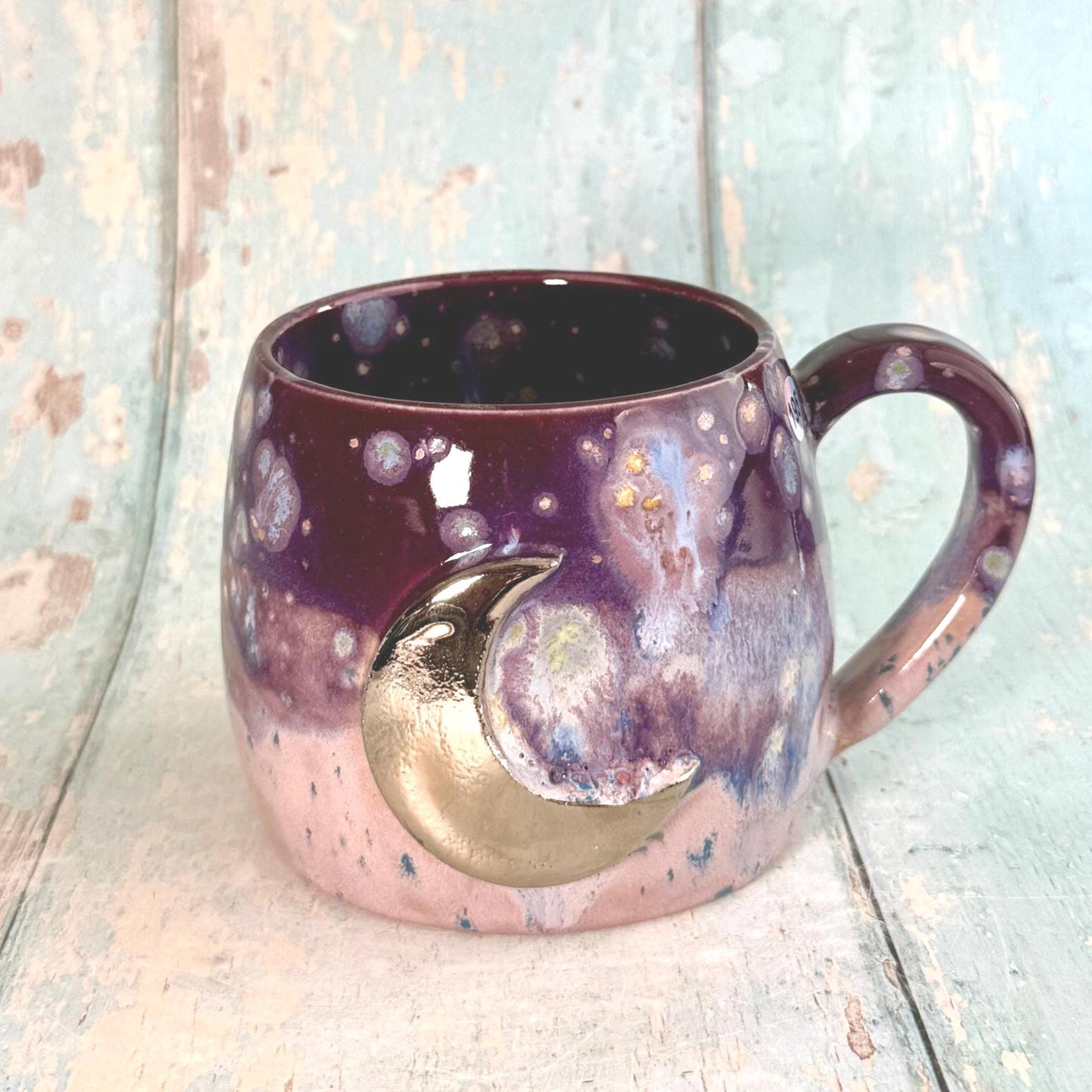Purple Moon Celestial Mug, Large Ceramic Cup - FJD Ceramics