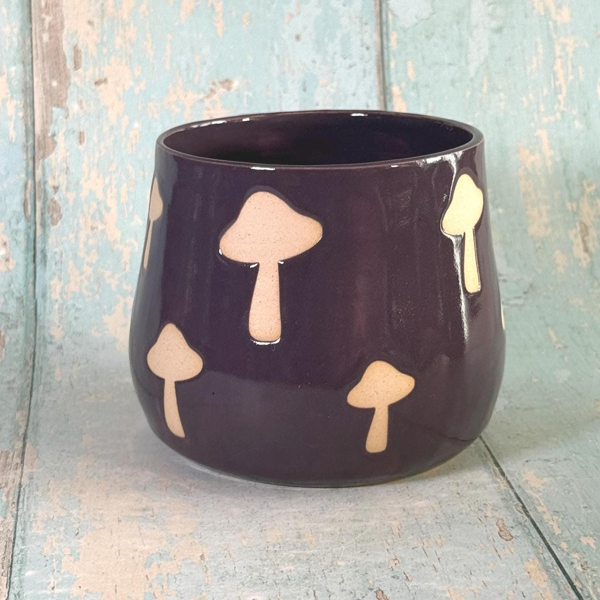 Purple Mushroom Mug, Handmade Ceramic Cup, Spooky Halloween Mug - FJD Ceramics