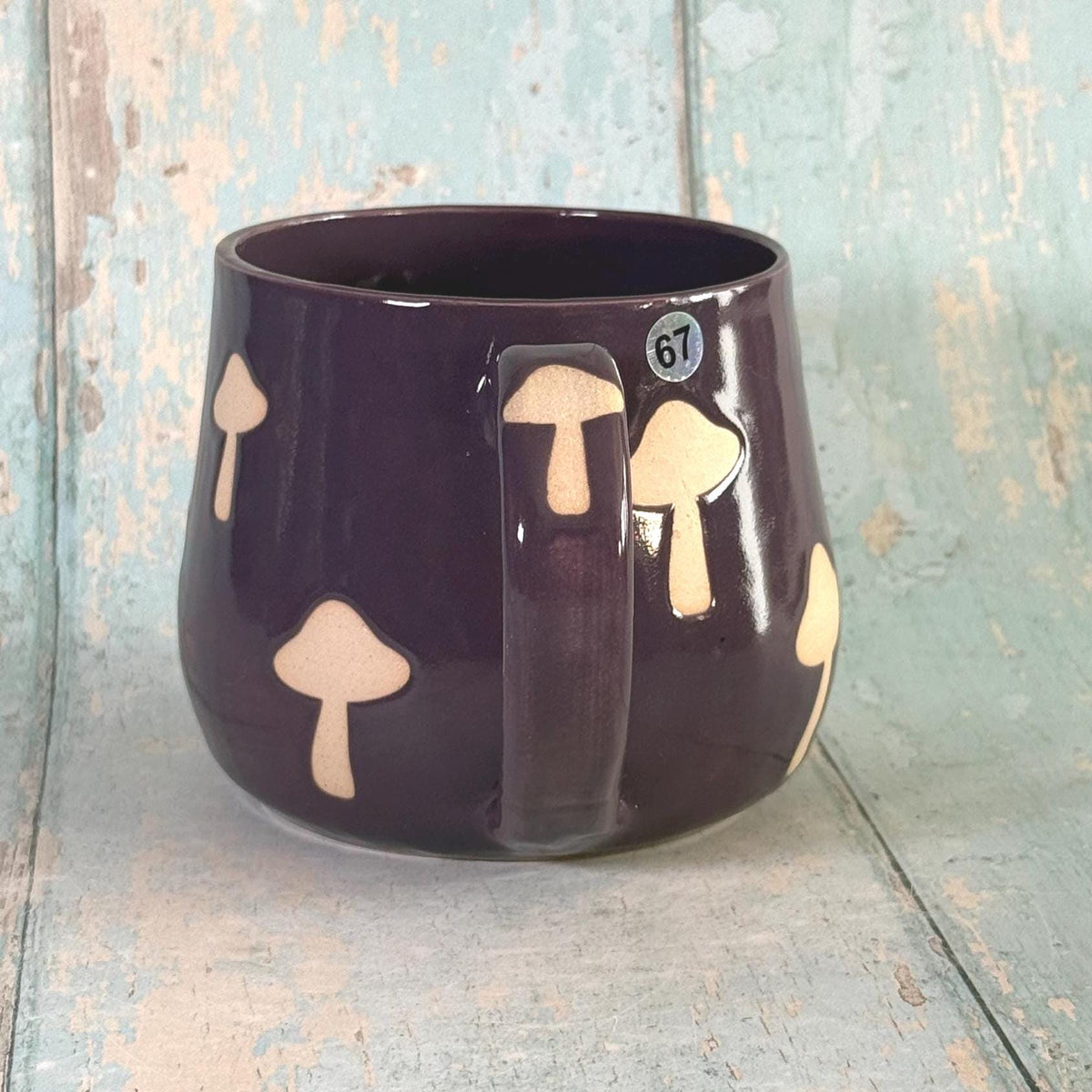 Purple Mushroom Mug, Handmade Ceramic Cup, Spooky Halloween Mug - FJD Ceramics