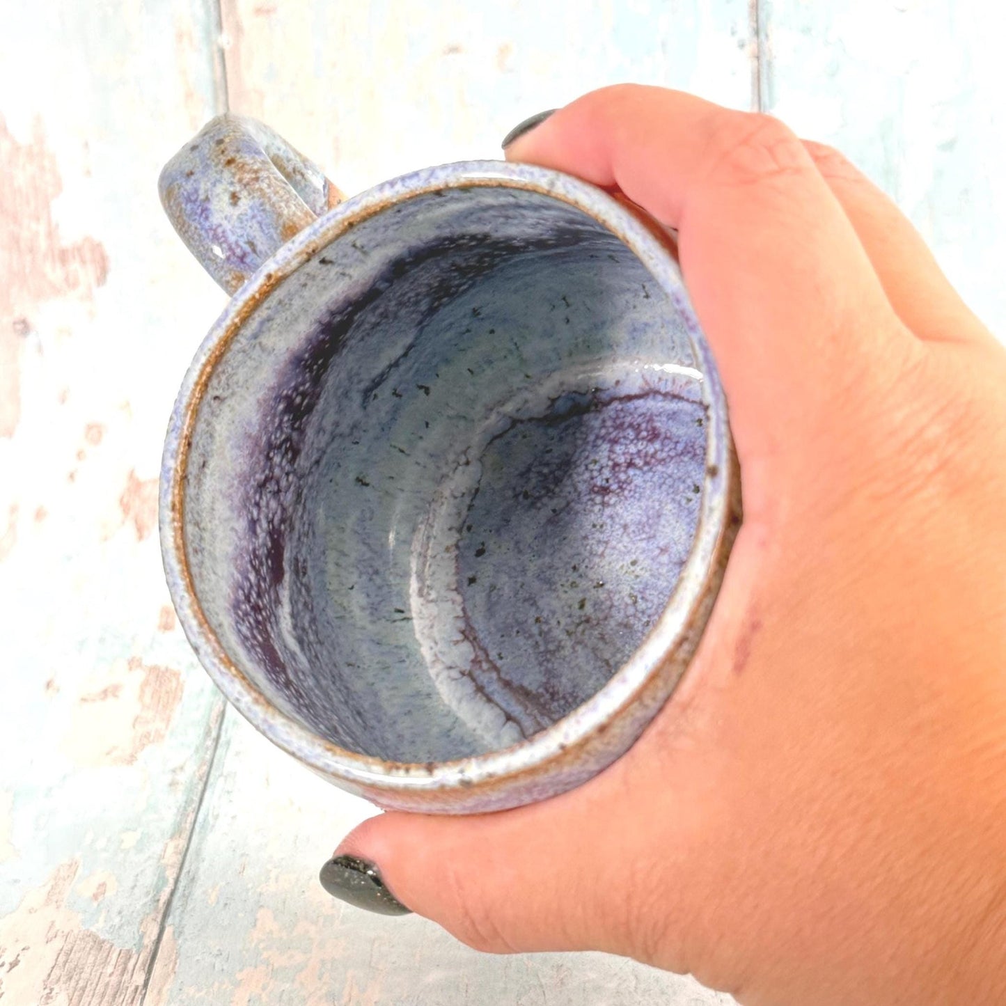 Purple Skull Moth Mug, Large Black Ceramic Cup - FJD Ceramics