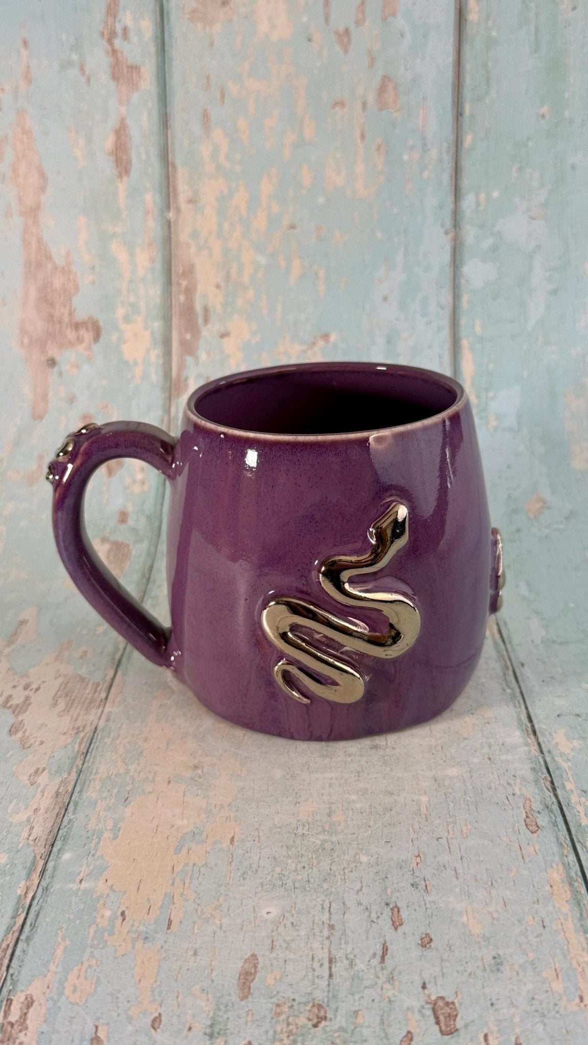 Purple Snake Mug, Handmade Ceramic Cup - FJD Ceramics
