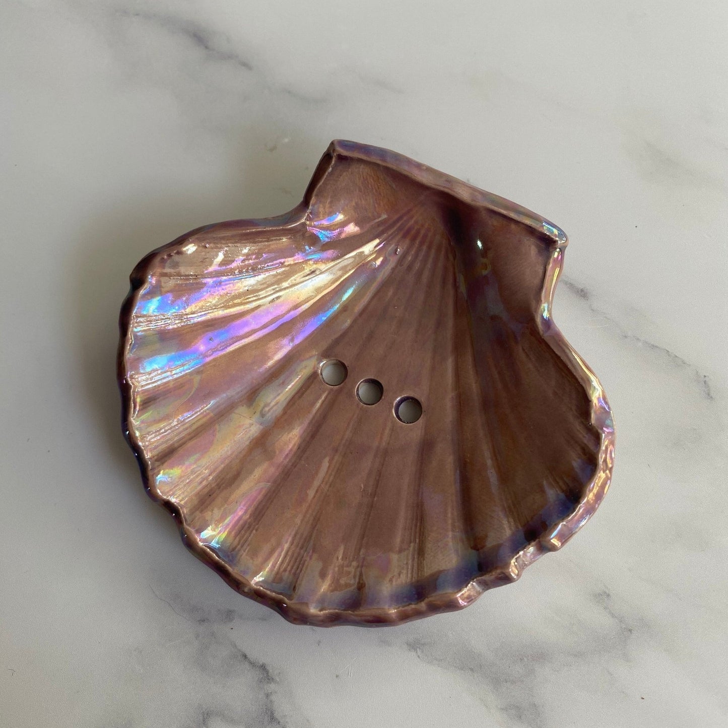 Purple Soap Dish, Ceramic Sea Shell - FJD Ceramics