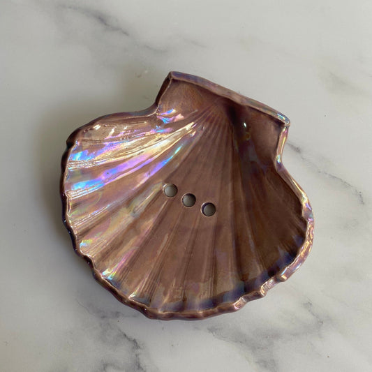 Purple Soap Dish, Ceramic Sea Shell - FJD Ceramics