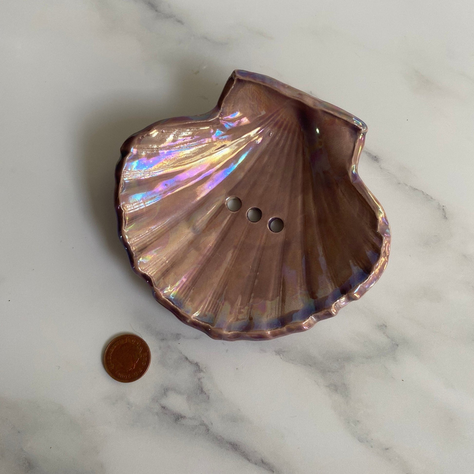 Purple Soap Dish, Ceramic Sea Shell - FJD Ceramics
