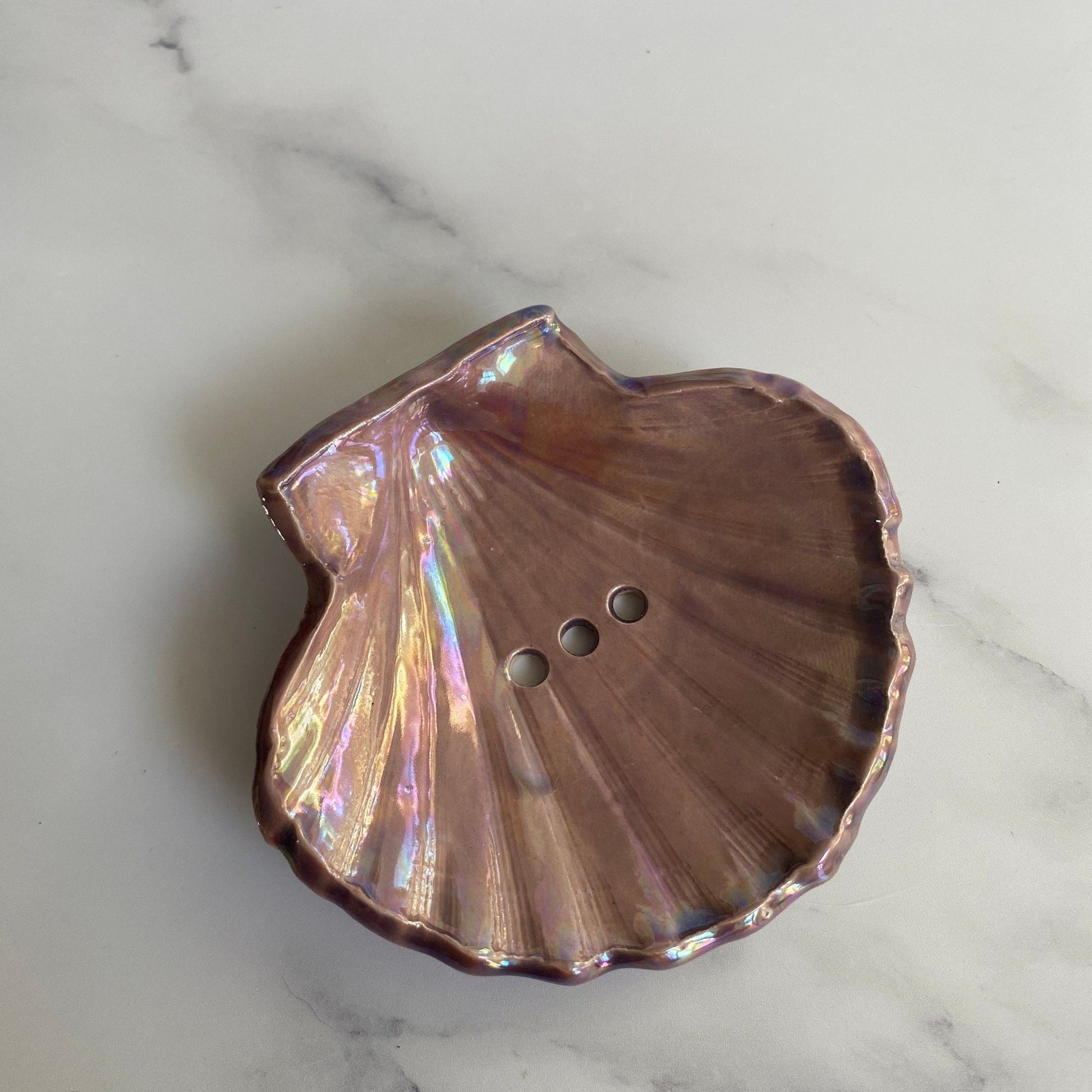 Purple Soap Dish, Ceramic Sea Shell - FJD Ceramics