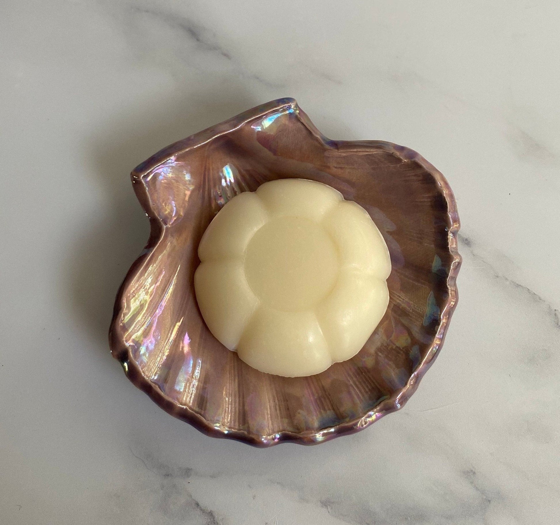 Purple Soap Dish, Ceramic Sea Shell - FJD Ceramics