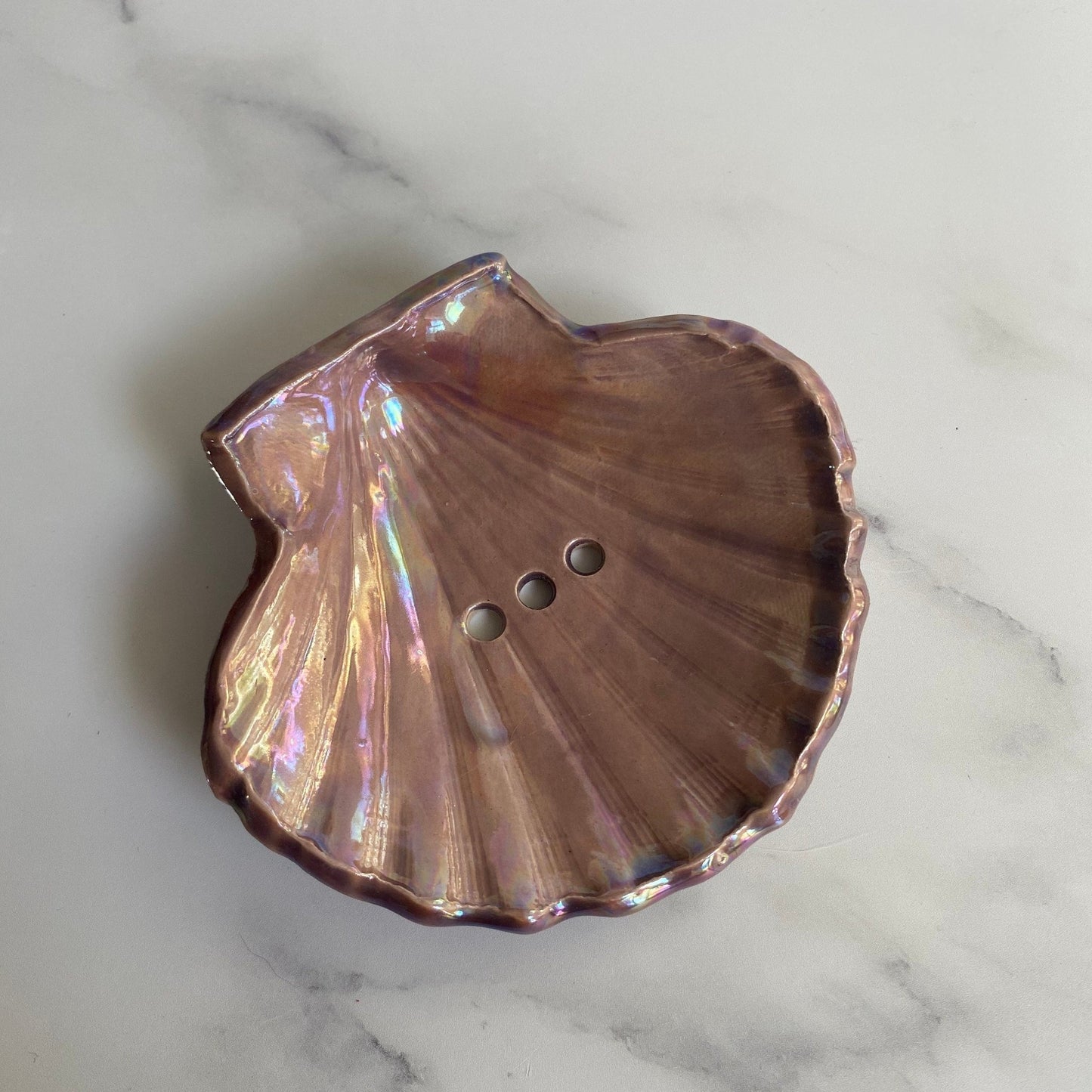 Purple Soap Dish, Ceramic Sea Shell - FJD Ceramics