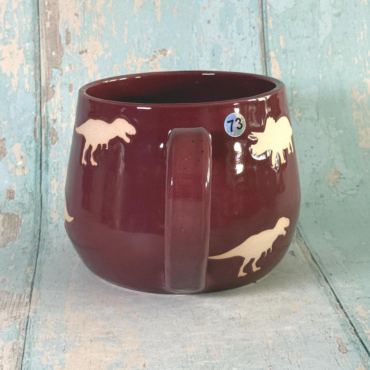 Red Dinosaur Mug, Large Ceramic Cup - FJD Ceramics